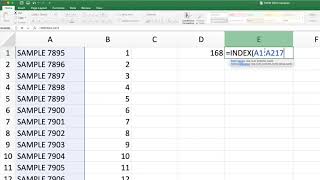 Selecting random samples from a list using =randbetween() and =index(match()) in excel