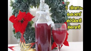 5 ദിവസം കൊണ്ട് കിടിലൻ മുന്തിരി വൈൻ / Grape Wine in 5 days / Instant Wine Recipe