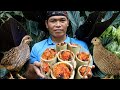 burung puyuh masak bumbung daun singkong pedas ambil di kandang