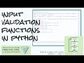 Input validation functions in Python; Practice links! Objects & Games w/ Python Ch 2 Vid 3