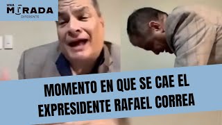 En video Rafael Correa se cae en vivo durante transmisión