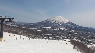 2021/3/27 ニセコグランヒラフ  快晴！羊蹄山の絶景を堪能しながら最上部から最下部まで一気に滑ってみました。（ダイナミックコース→ジャンボコース→グリーンコース→第２の壁→高原コース）