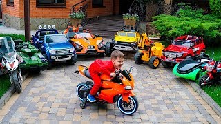 Artem Ride on Toy Tractor Police Car Tank kids Sportbike Learn Colors with Cars Collection