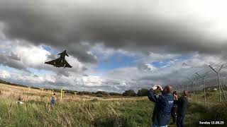 Blackpool Airshow 2023 - Typhoon jet landing at Blackpool Airport (4k)