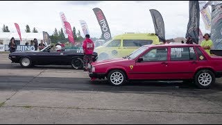 '84 Volvo 740 2.3 Turbo vs '70 Dodge Challenger Convertible 1/4 mile drag race