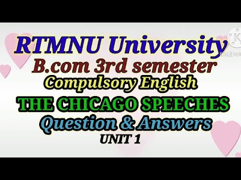 ||RTMNU University||B.com 3rd Semester|| The Chicago Speeches ...