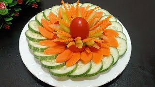 Eid Special Salad Decoration Idea! Salad Plate Decoration With Cucumber,Carrot & Tomato! Salad Art