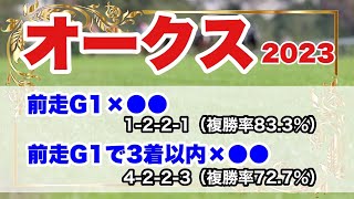 【オークス2023】前走G1で上位人気だった馬と前走速い上がりをマークしていた馬の好走率にご注目。