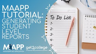 MAAPP Tutorials: GENERATING STUDENT LEVEL REPORTS