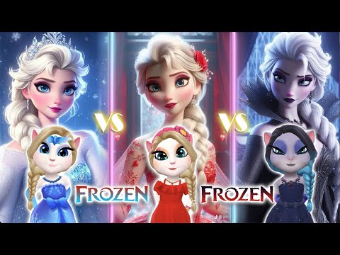 Mi angela parlante 2 Frozen RED Elsa️ VS Black Elsa VS Blue Elsa cosplay