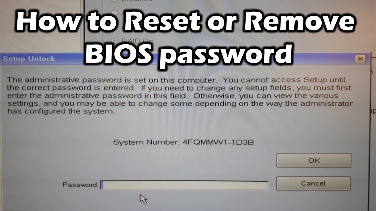 How To Reset Or Remove BIOS Password - YouTube