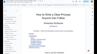 Documentation Writing Workshop Workbook