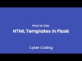 Flask Tutorial #2 - How to Use HTML Templates in Flask