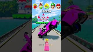 MARIO vs DONKEY KONG vs WALUGI  vs PRINCESS PEACH Who Successfully Completed the Car Jump Challenge?