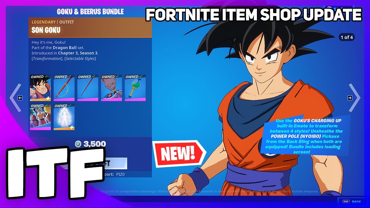 Fortnite Item Shop UPDATE *NEW* DRAGON BALL Z COLLAB! (Fortnite Battle Royale)