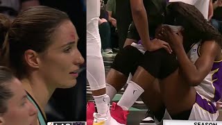 SCARY Collision, Rebecca Allen & Chiney BANG Heads & Leave The Game | L.A. Sparks vs NY Liberty