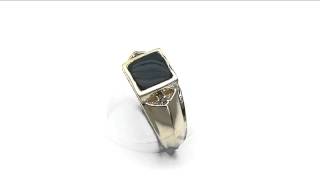 Silverona 0.46CTW Genuine Black Diamond \u0026 Onyx .925 Sterling Silver Gold Plated Ring