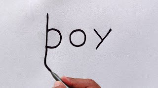 How to draw boy turn word into boy | easy boy drawing for beginners