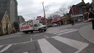 Woman almost causes crash between biker and Wonder Bread truck