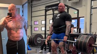 Bald Hafthor Julius Bjornsson's Last Deadlift Session Before 501KG RAW!