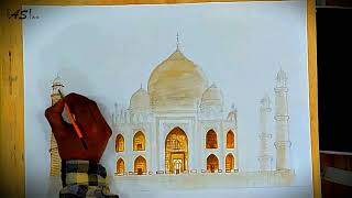 How to Draw Taj Mahal full Tutorial || ASI Arts