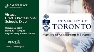 Virtual Graduate \u0026 Professional Schools Expo: University of Toronto Masters of Accounting \u0026 Finance