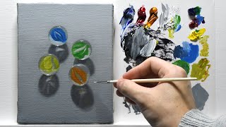 [油絵] 1時間30分で描くリアルなビー玉のメイキング | 描き方 | Oil Painting | -No.223