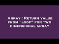 Array : Return value from 