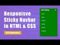 Sticky Navigation Bar in HTML & CSS | Responsive Hamburger Menu | sticky navbar on scroll css