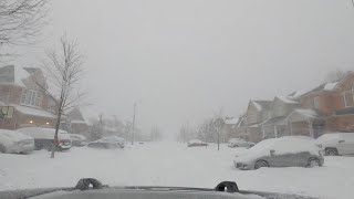 Canada Winter Life - Driving in Snow Storm to Niagara Falls travel vlog