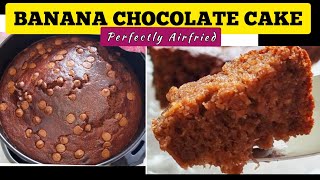 EASY AIR FRYER BANANA CHOCOLATE CAKE RECIPE. HOW TO AIR FRY MOIST CAKE FROM SCRATCH AT HOME. #CAKE
