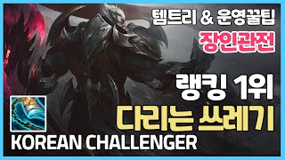 시즌11 천상계 다리우스 랭킹1위 다리는쓰레기ㅣ템트리 라인전 딜교방법 운영ㅣ챌린저 프로 장인 관전ㅣ발분