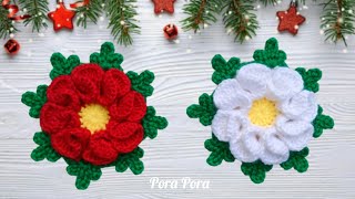 Crochet Christmas Flower I Crochet Christmas Decorations I Crochet 3D Flower