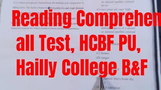 Reading Comprehension, all Test, HCBF PU, Hailly College of Banking \u0026 Finance