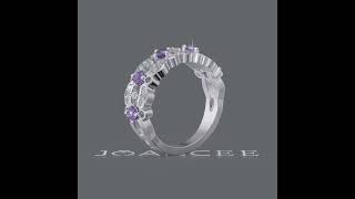 Round Cut Amethyst 925 Sterling Silver Women's Band - Joancee.com