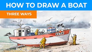 How to Draw a Boat for Beginners - Three Ways - Easy Boat Sketching