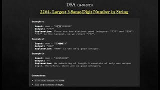 2264. Largest 3-Same-Digit Number in String(Using JAVA)