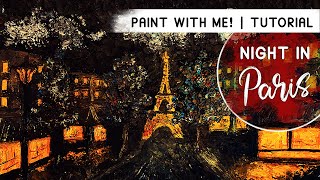 🗼  Eiffel Tower painting 🌃 | Paris PAINTING | Paris street painting TUTORIAL | Paris at night