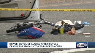 Driver, bicyclist injured after bicycle crashes head-on into car in Portsmouth