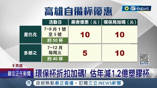 自備環保杯最多能折20元! 高雄飲料店即日起限塑 環保杯折扣加碼 估年減1.2億塑膠杯｜記者 朱韋達 吳繢杉｜【台灣要聞】20230701｜三立iNEWS