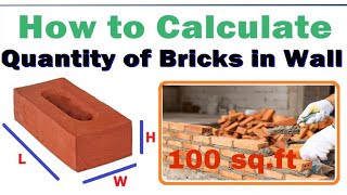 How to calculate no. of bricks required in 100sq.ft wall #technicalcivil #brickwall #civil