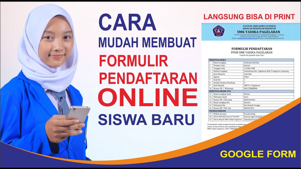 Cara Membuat Form Pendaftaran Siswa Baru Online - Rumus Soal