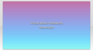 Visual Basic Password Generator