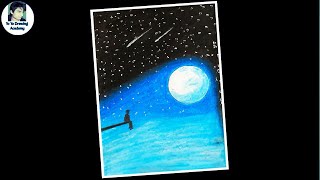 Easy Oil Pastel Drawing for Beginners - A Boy in moonlight - Step by Step #Shorts by yo yo drawing