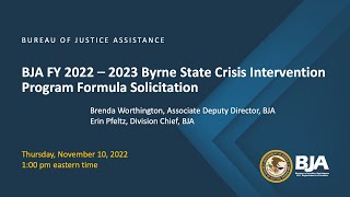 FY 2022-2023 Byrne State Crisis Intervention Program Formula Solicitation