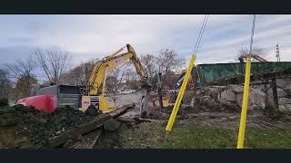 November 19, 2024, West St Paul St, St Catharines, CN rail bridge demolish day 2