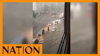 Roads flood in Nairobi's CBD following heavy rains