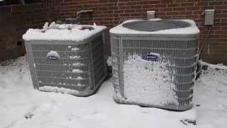 Frozen 2012 and 2013 Carrier Heat Pumps Running in Heat Mode During a Snow Storm