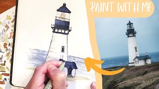 How I Paint Lighthouses 🌊 Easy Watercolour & Ink Tutorial