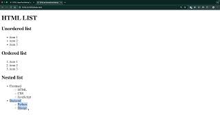 HTML - LISTS (Ordered lists, Unordered lists, Nested lists) #html #list #ordered #unordered #nested